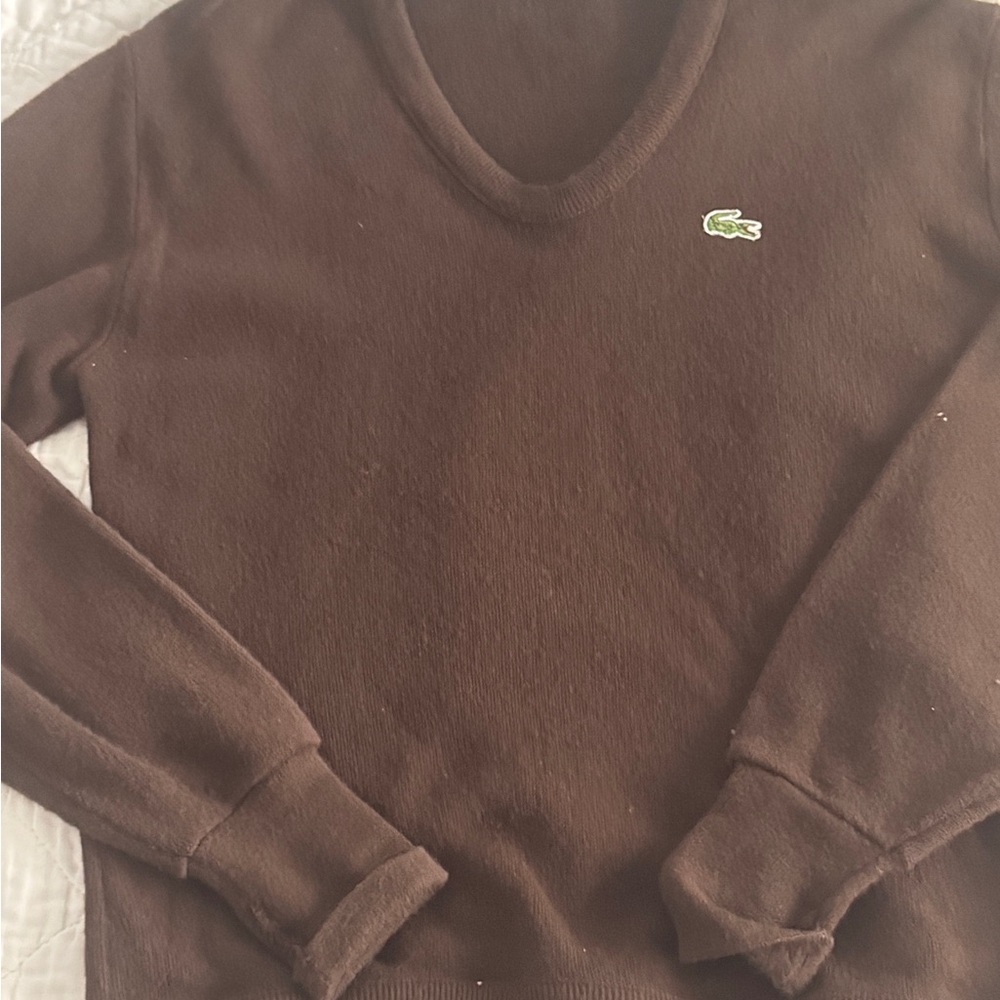 Lacoste Men's Chocolate V-Neck Sweater